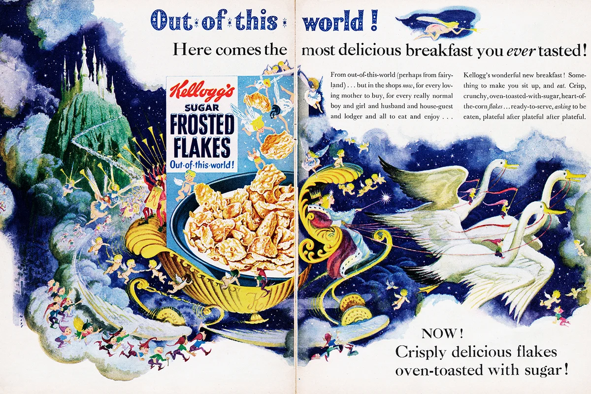 1954: Advertisement for Kellogg's Sugar Frosted Flakes