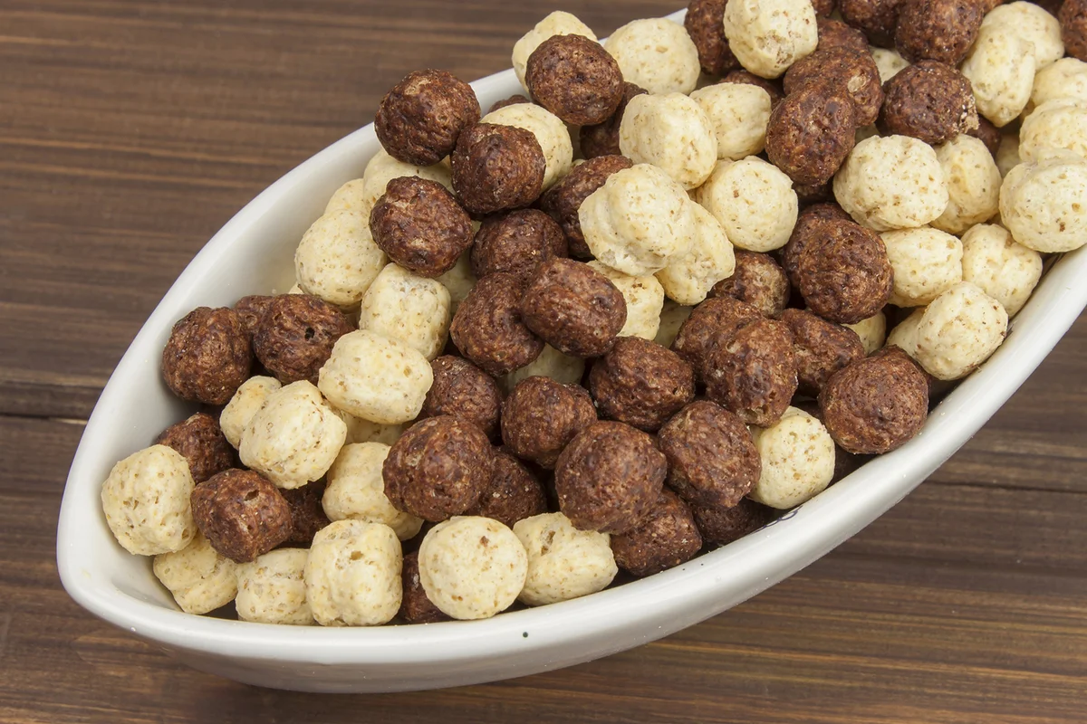 Black and white chocolate cereals