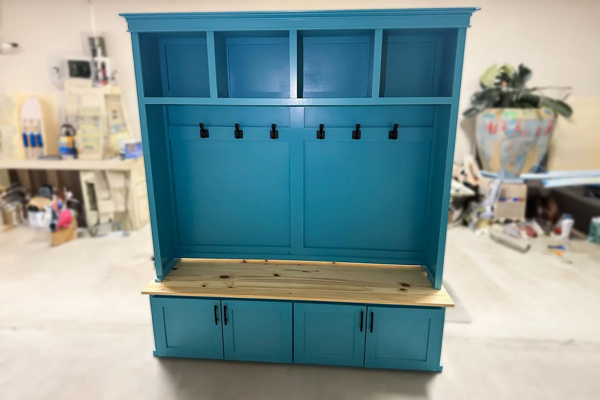 Modern Farmhouse Customizable Hall Tree Entry Way Mudroom Locker