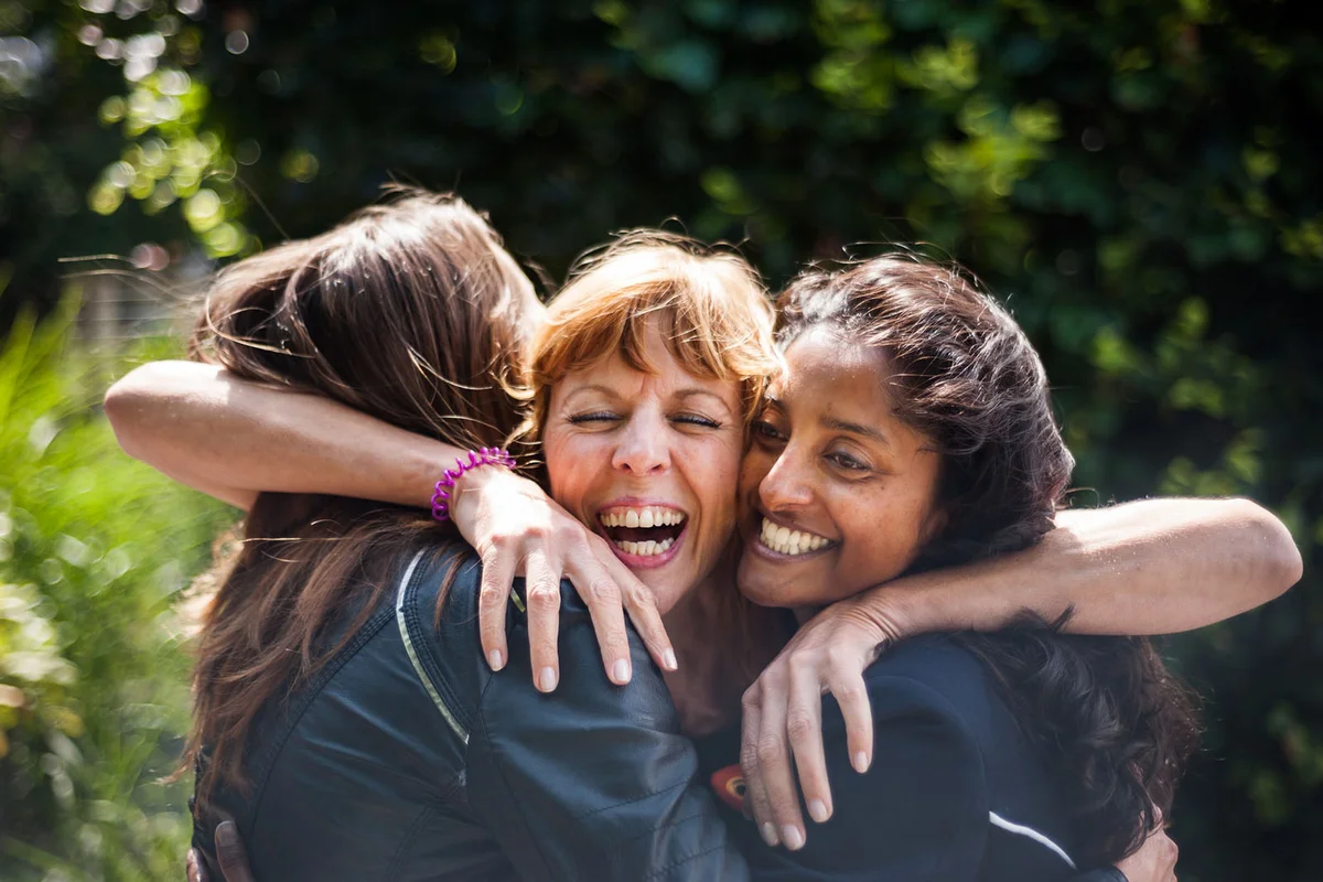 Women greeting one another