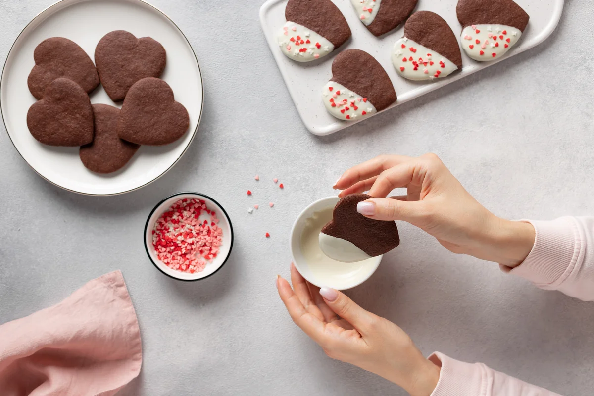 heart-shaped chocolate cookies