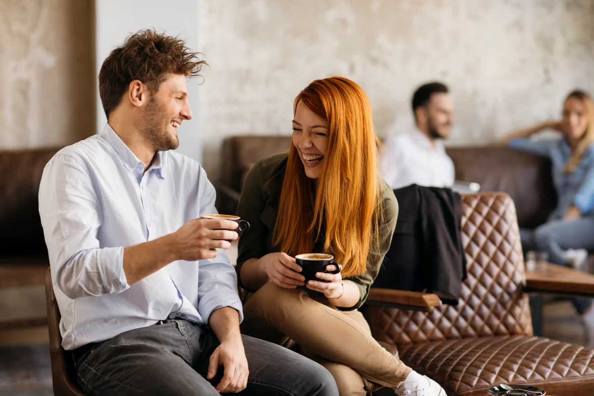 guy and girl laughing