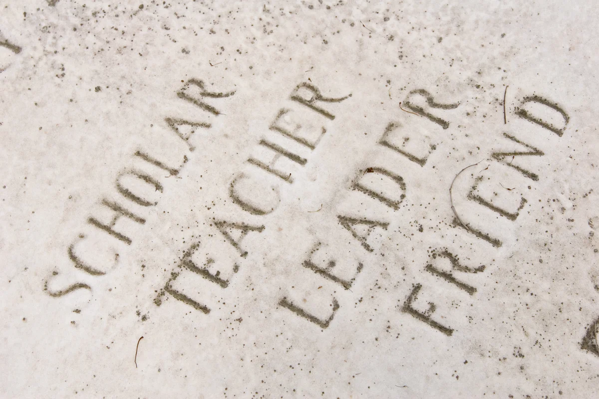 specific qualities listed on headstone inscription