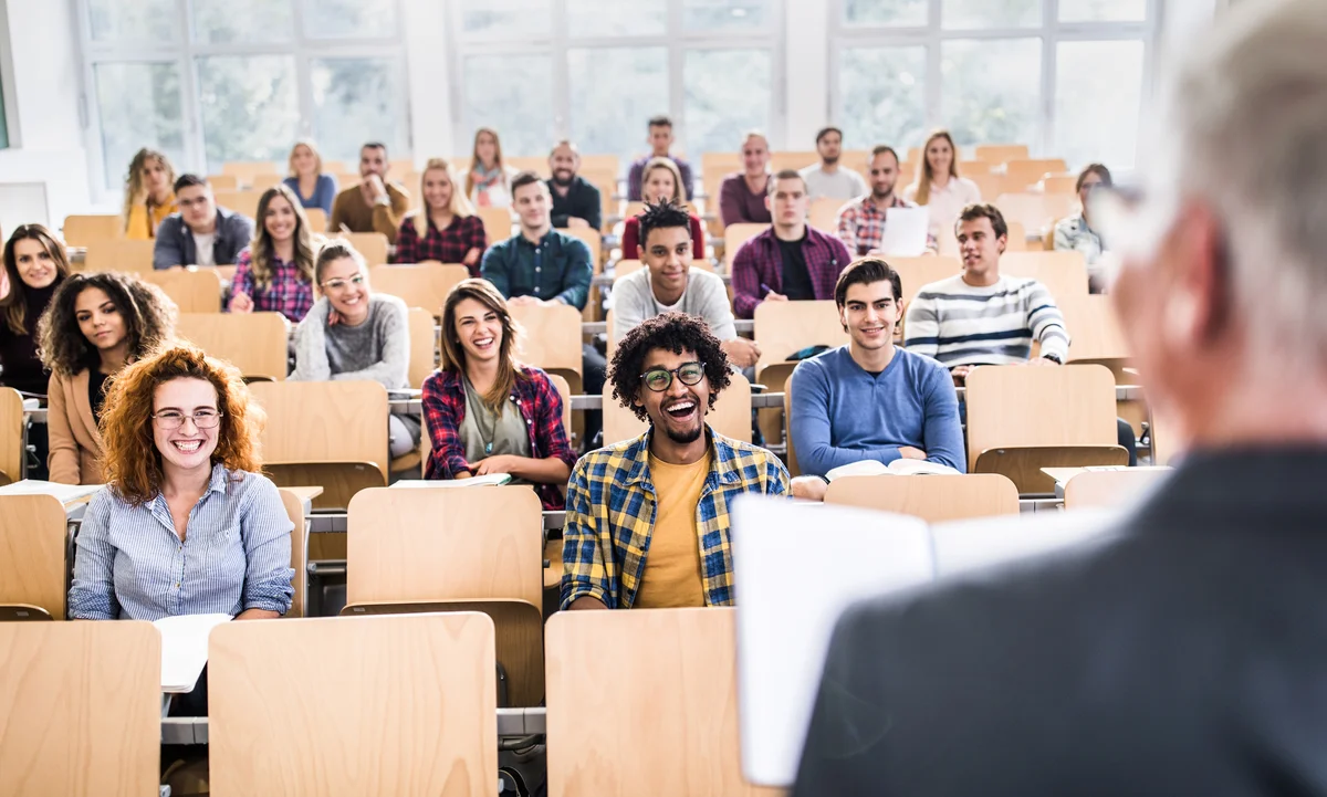 college students in class