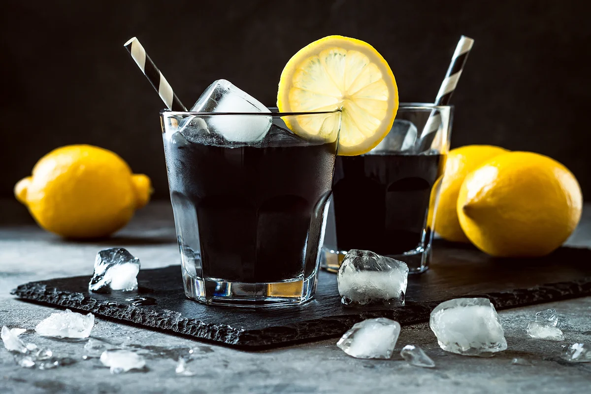 Detox activated charcoal black lemonade.