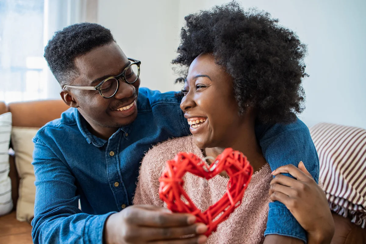 Portrait of romantic couple in love