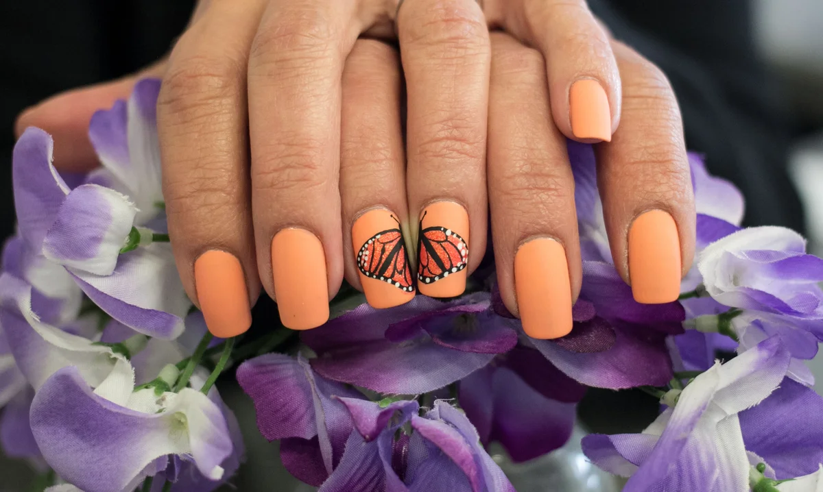 Monarch Butterfly Nail Art Design