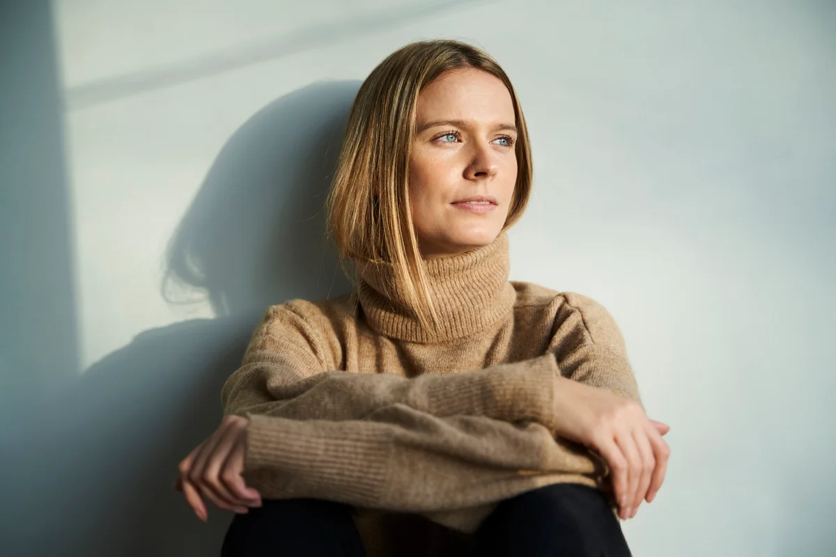 Portrait of thoughtful blond young woman