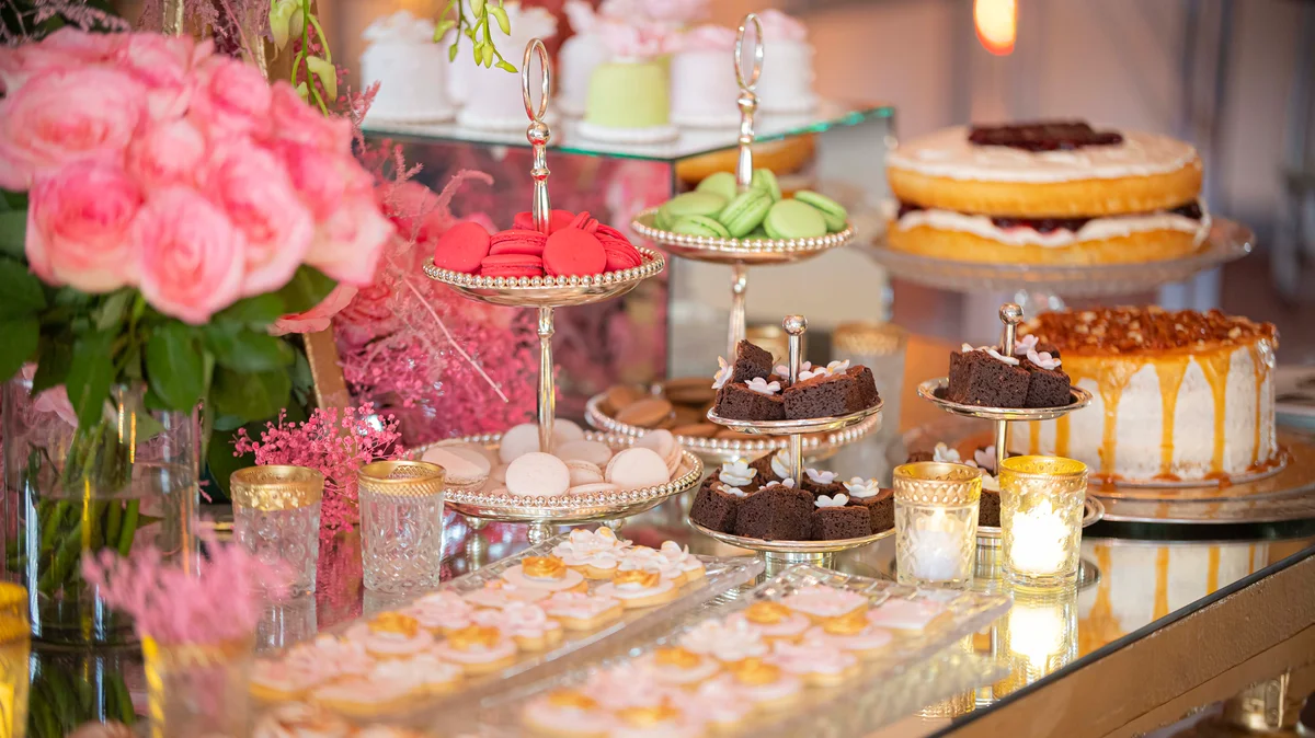 Close-up of cakes on table