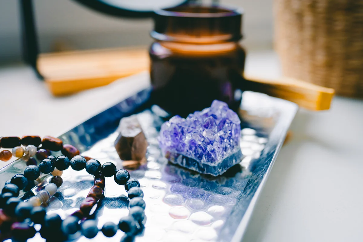 crystals on a tray