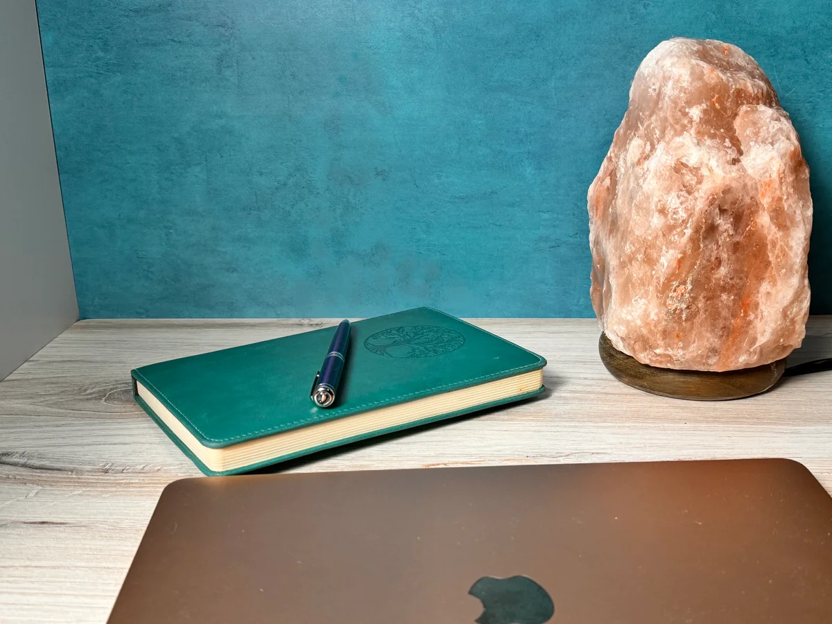 salt lamp and computer