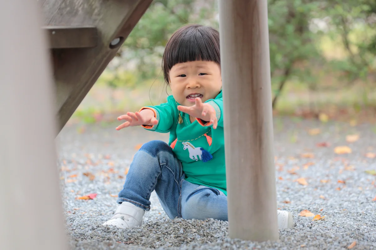 Scared little girl at the park