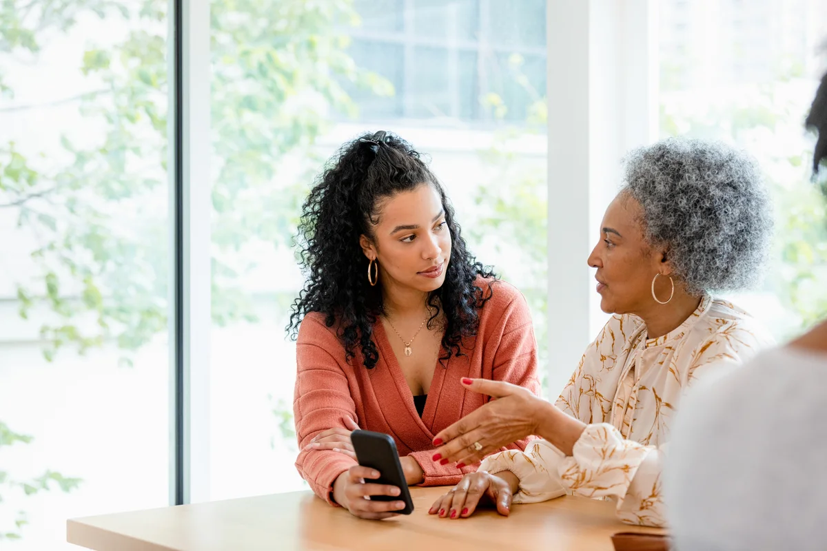 Senior mother and adult daughter have disagreement