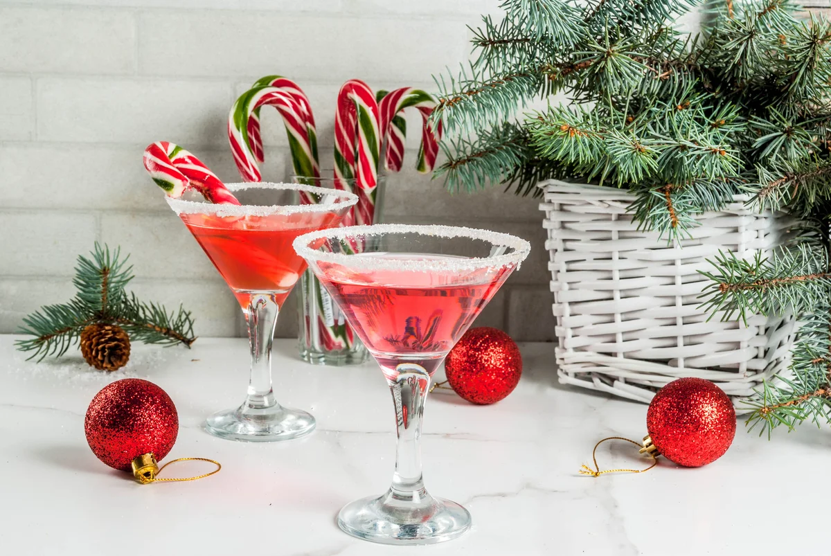 Two candy cane martinis.