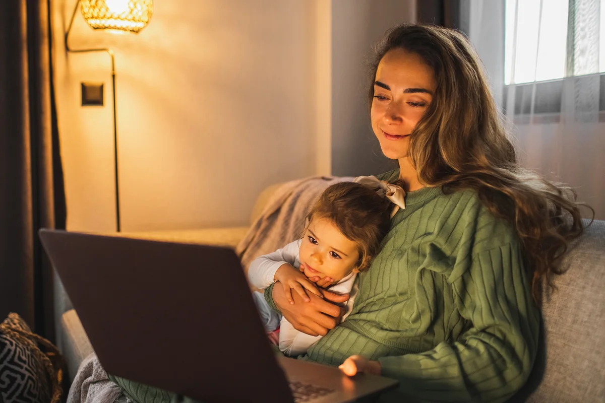 Cozy evening of mom and daughter at home