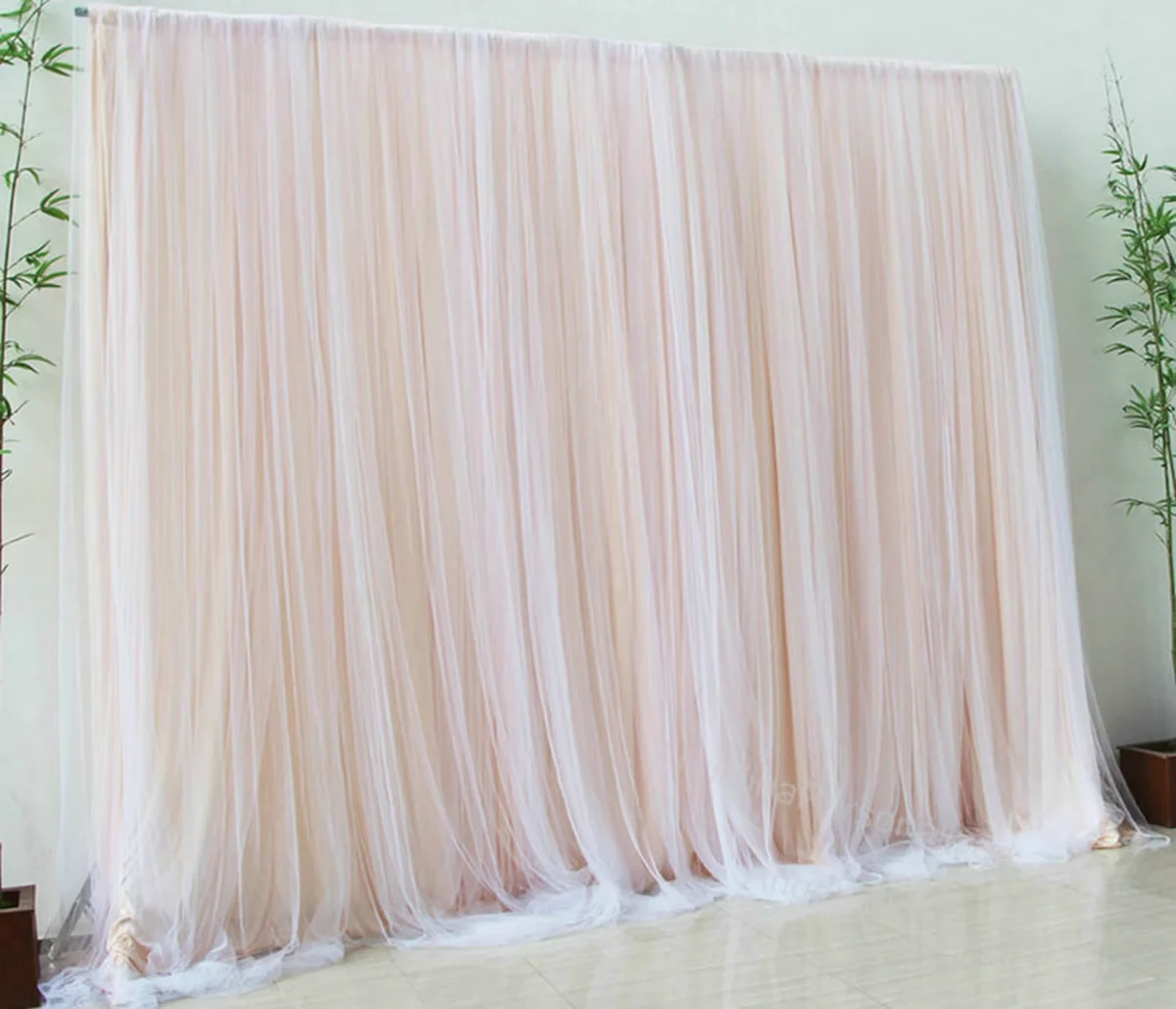 Custom Size Champagne Chiffon Backdrop for Bridal Shower