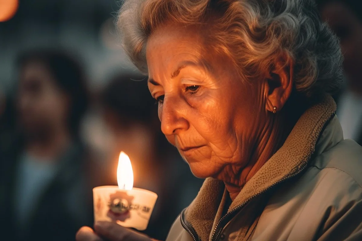 woman with candlelight during vigil