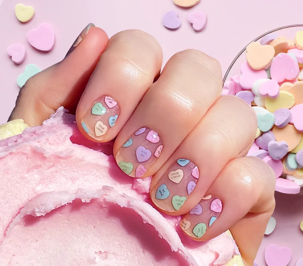 Conversation Hearts Nail