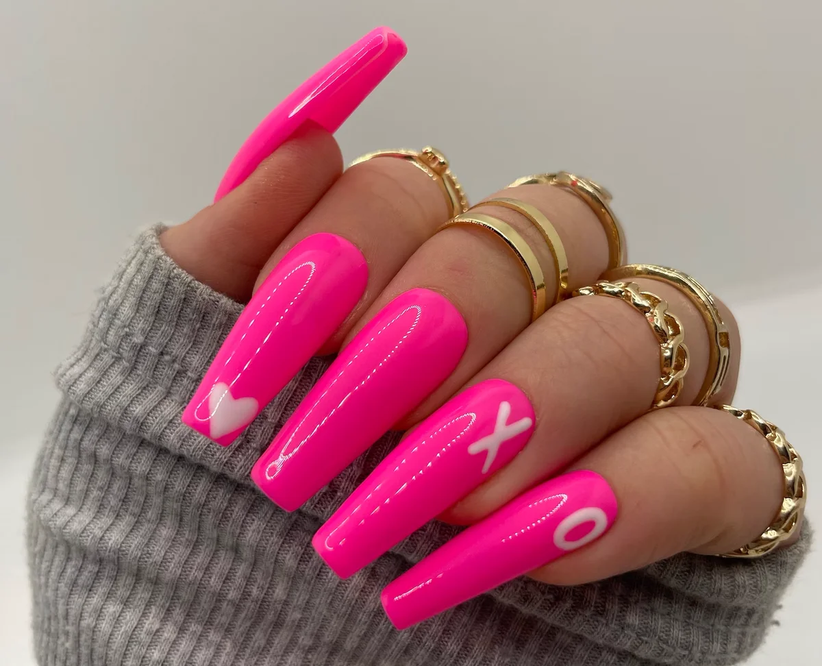 Pink Press On Nails Pink Nails Press On Nail Set Heart