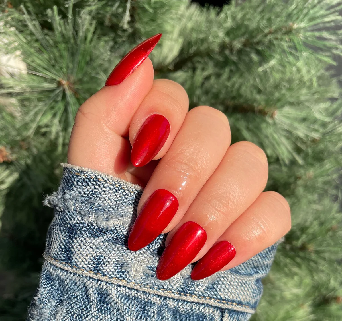 Red Chrome Press On Nail Set