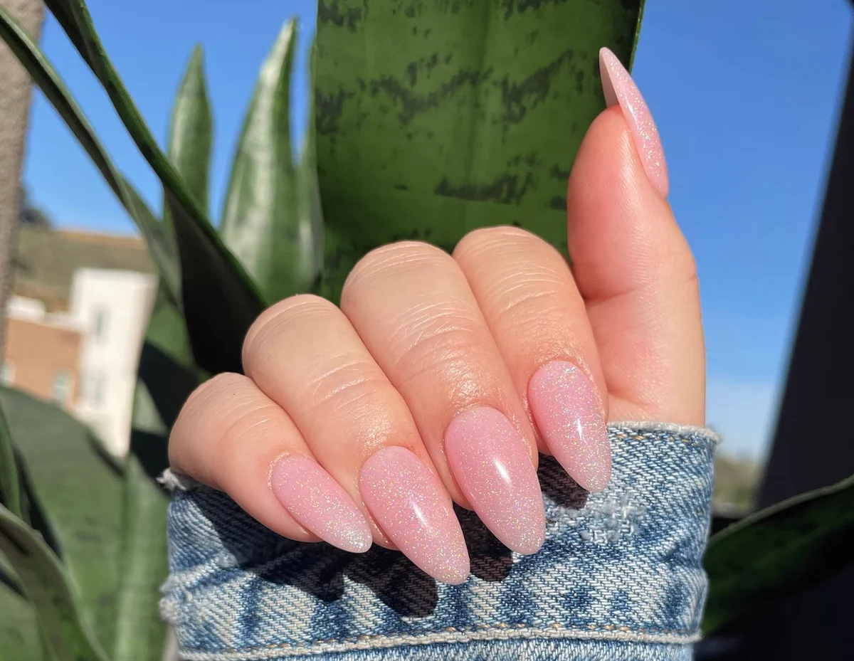 Pink Shimmer Cateye Press On Nail