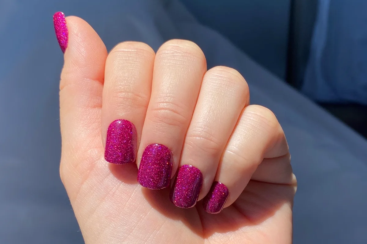 Hot Pink Sparkle, Glitter, Short, Square Press On Nail