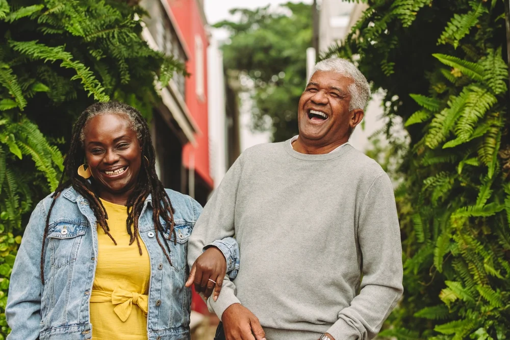 happy laughing couple