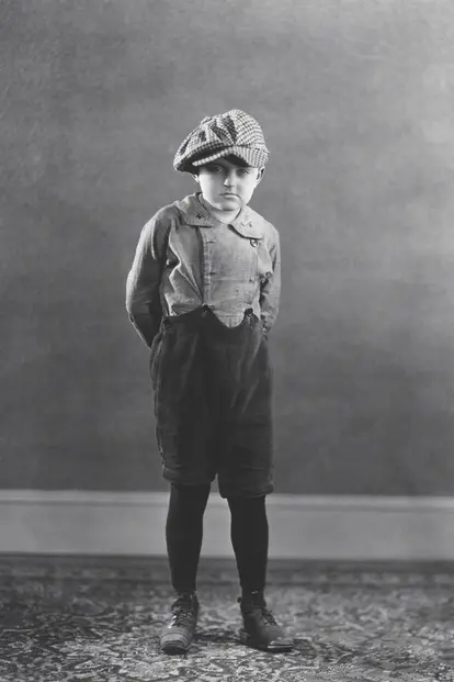 Boy posing with hands behind back, 1920s