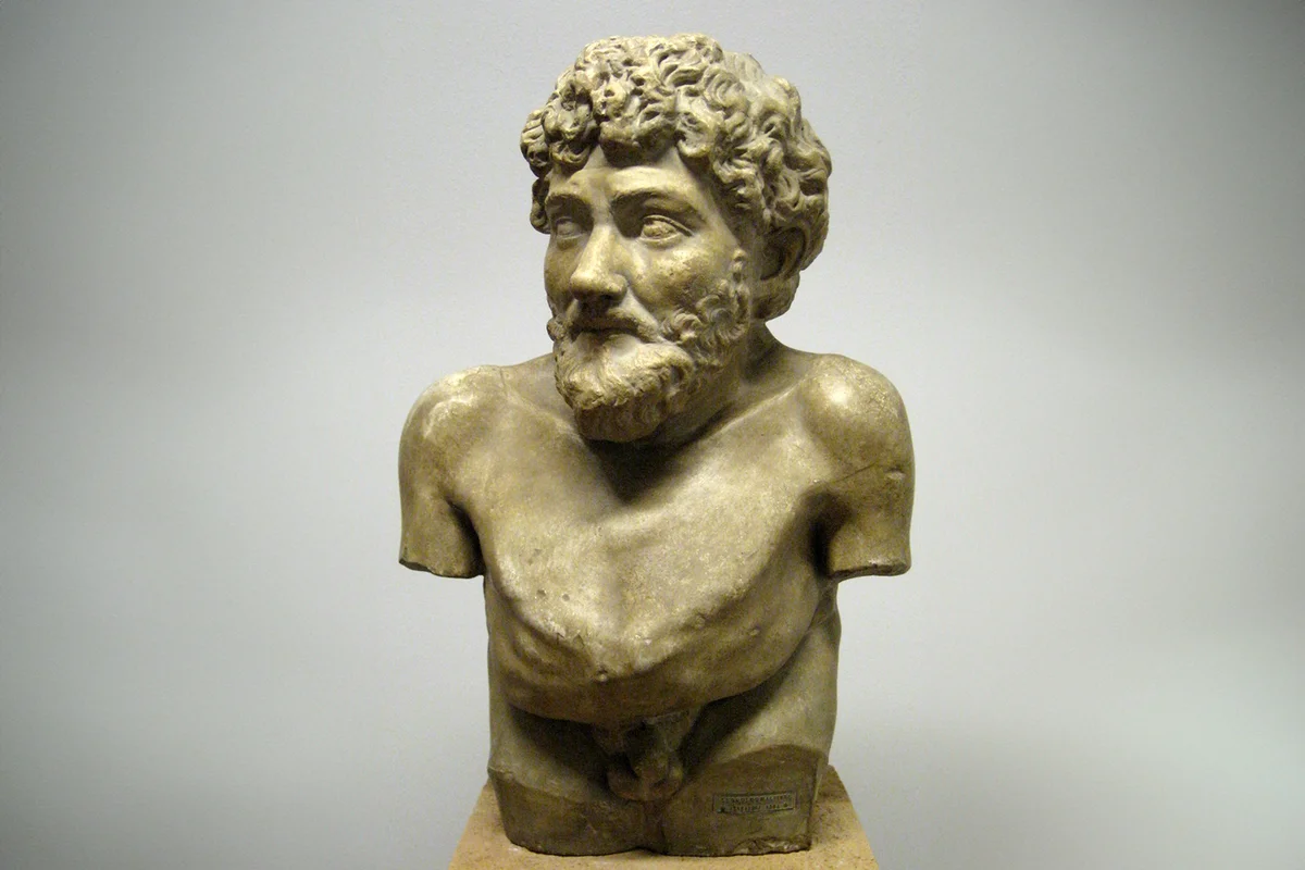Plaster cast of the ancient bust thought to depict Aesop, at the Villa Albani, Rome. Pushkin State Museum of Fine Arts, Moscow.