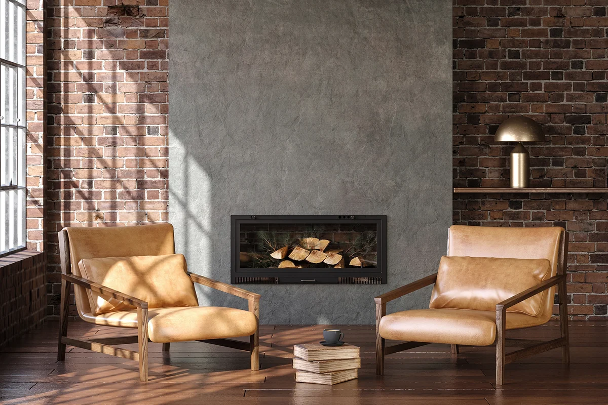 Living room loft in industrial style