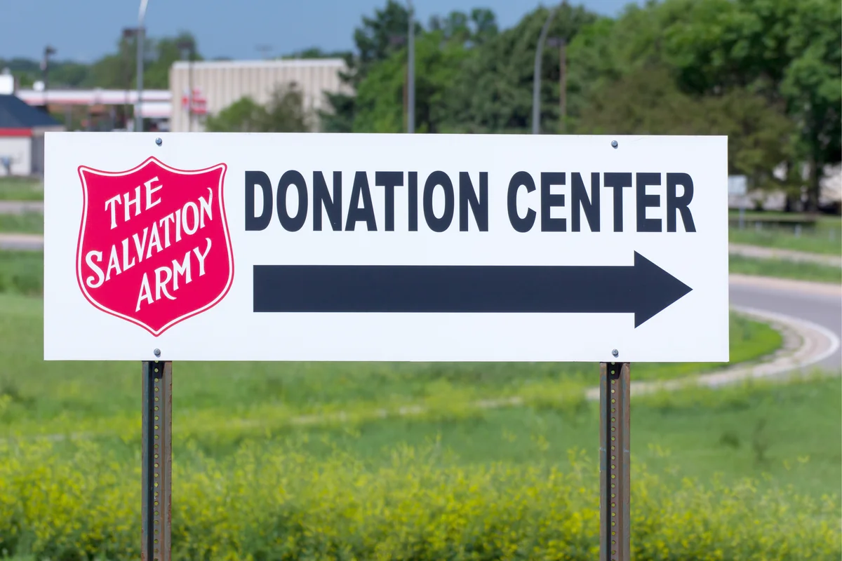Salvation Army donation center sign