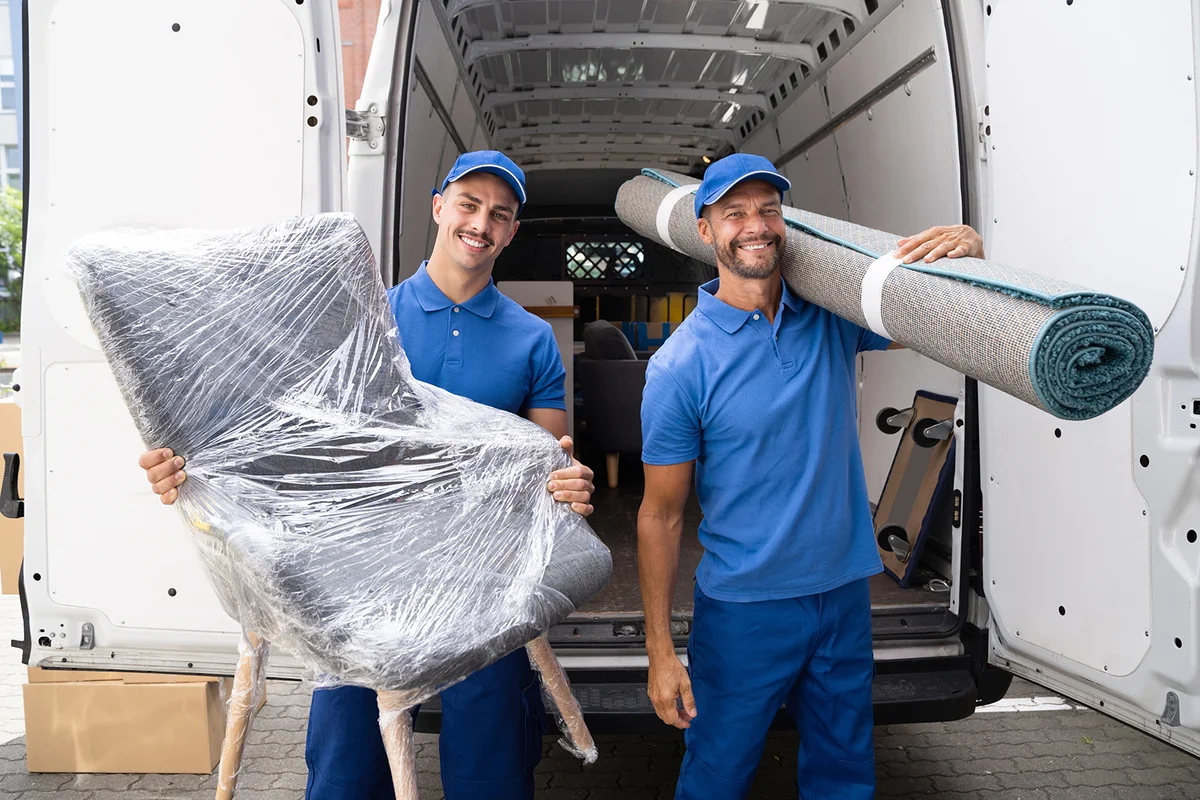 Movers picking up furniture donations