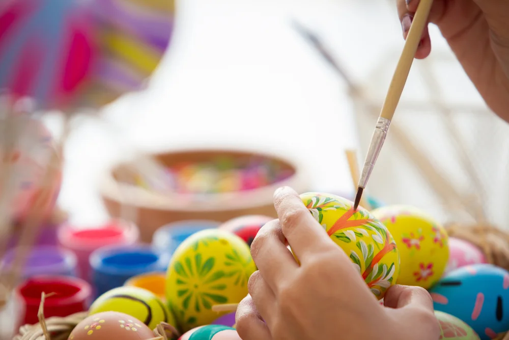 decorating Easter eggs