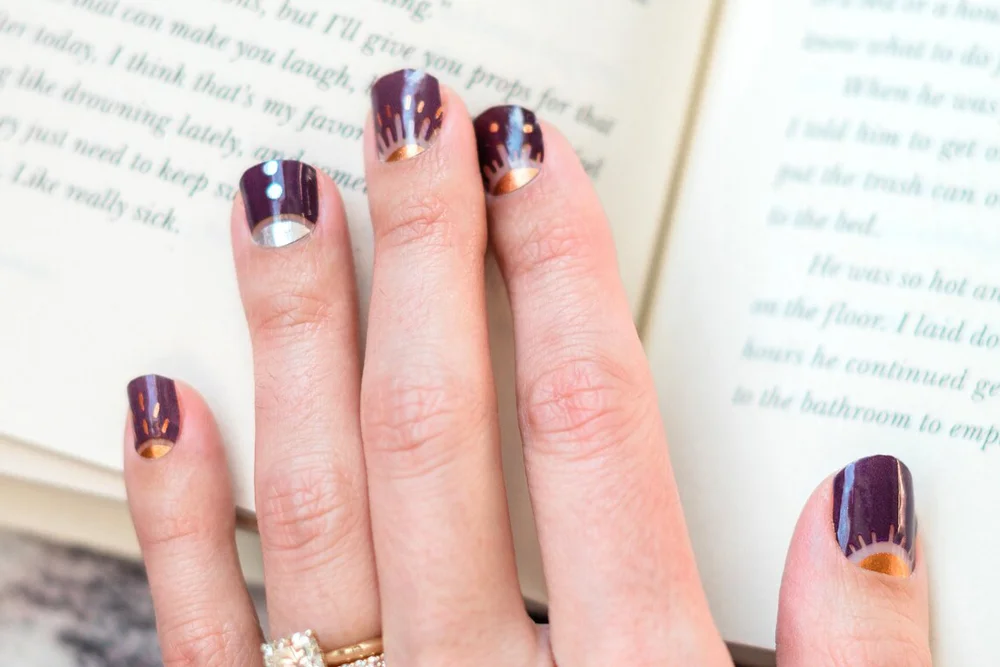 Silver and Bronze Metallic Sun and Moon Nail