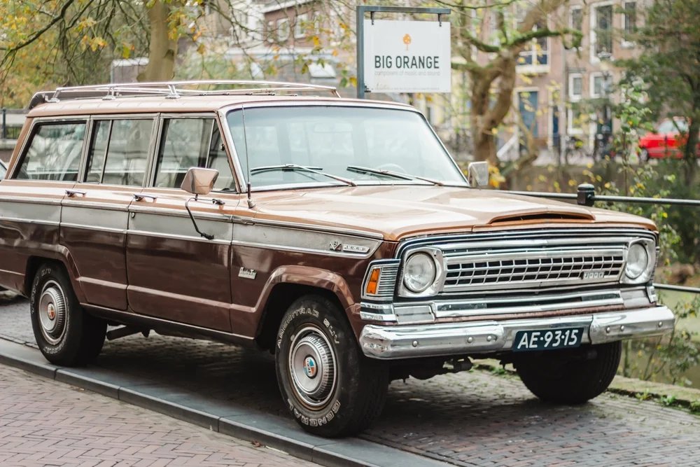 Brown Jeep Wagoner SUV from the 70's