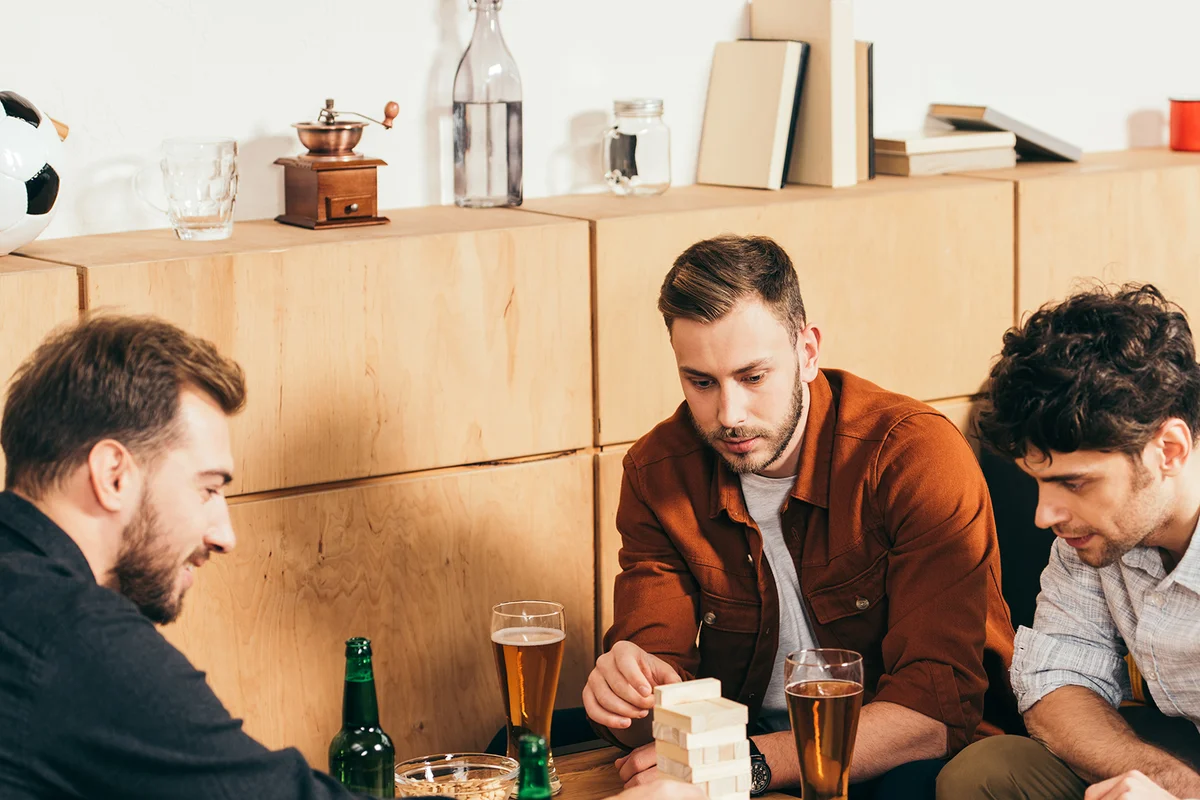 Men at board game cafe