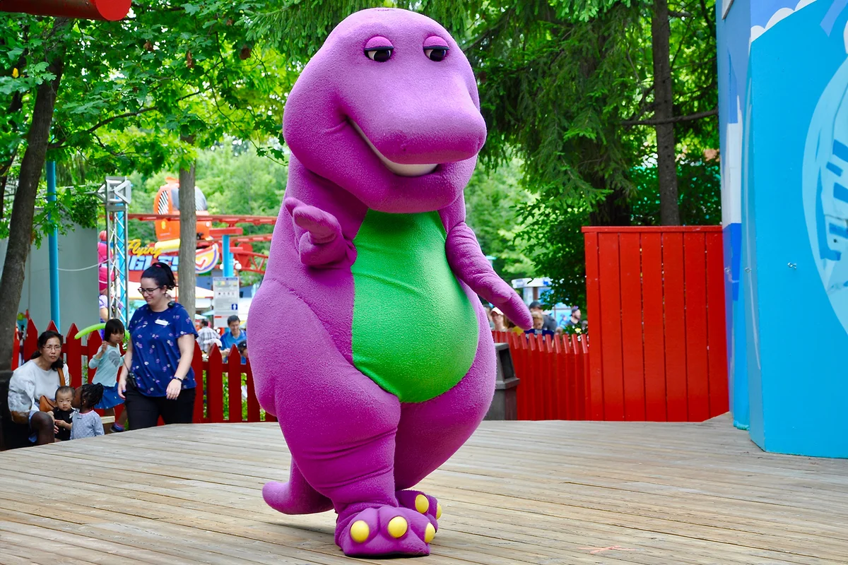 Barney performing on stage at Canada's Wonderland