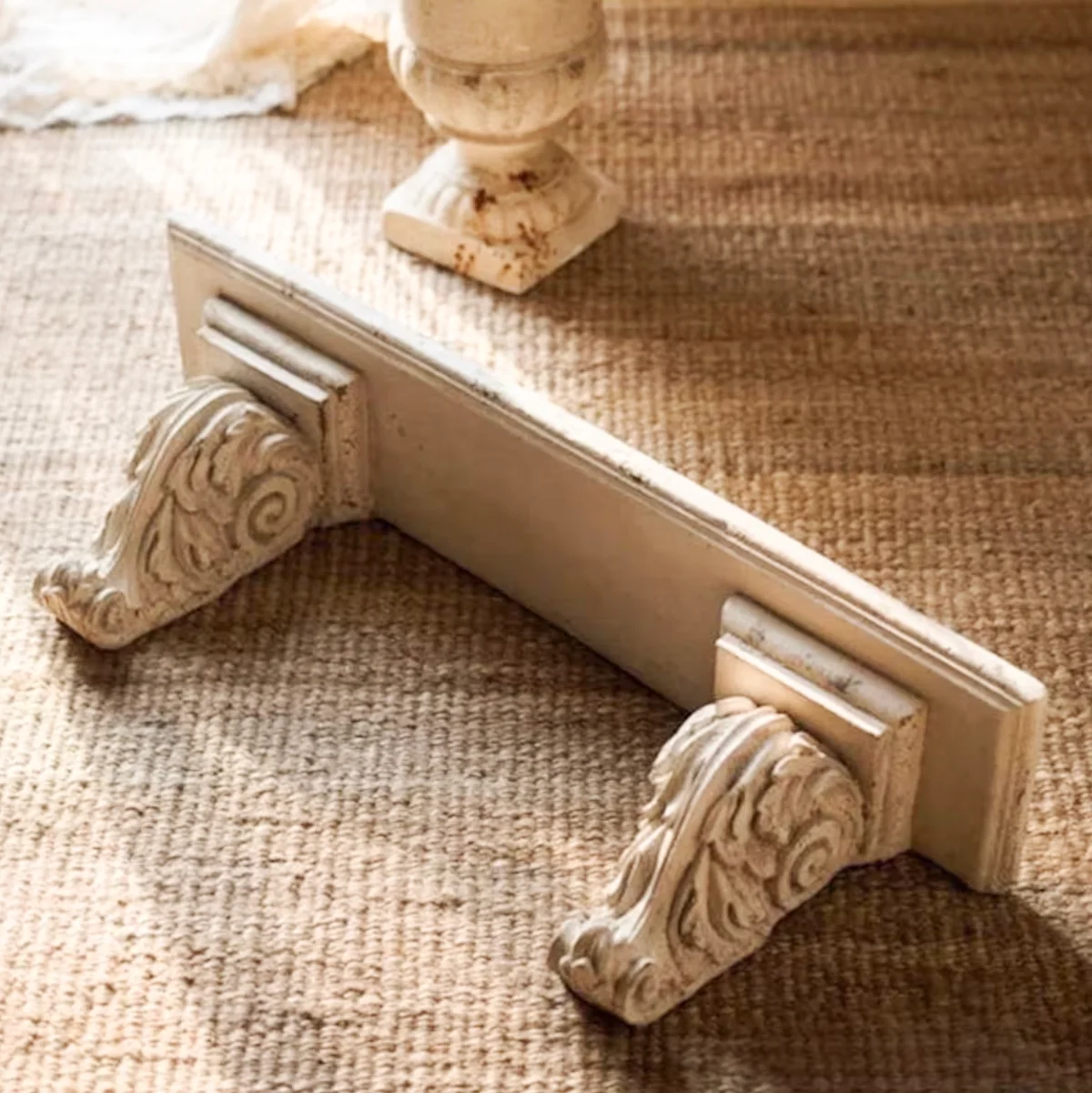 Handmade wood carved wall shelf