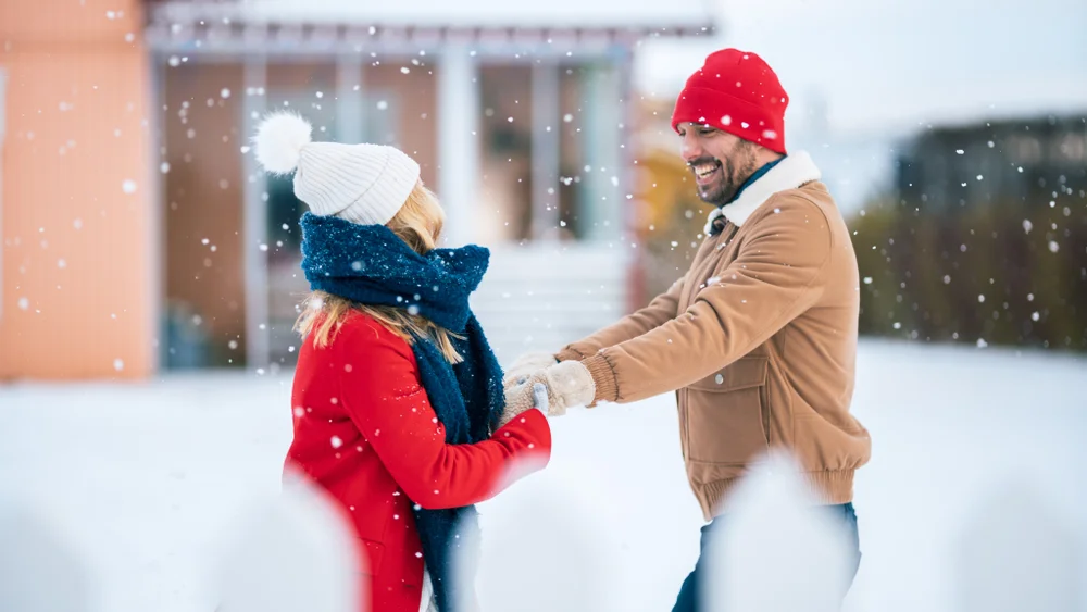 Couple dancing in the snow