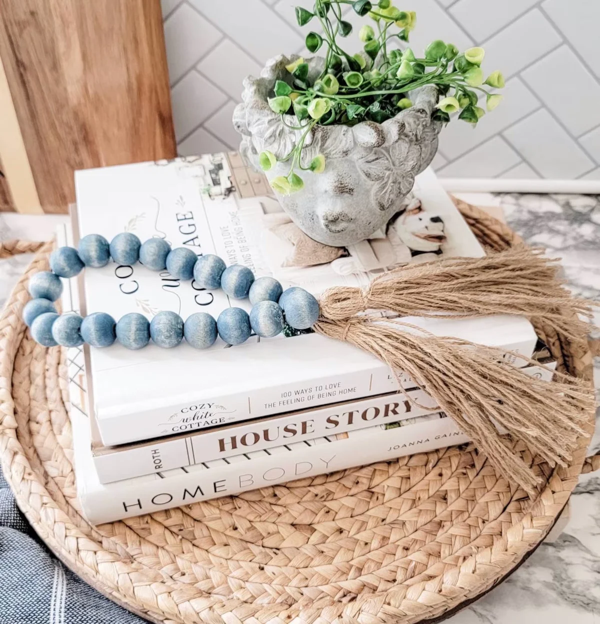 Wooden Beads on Books