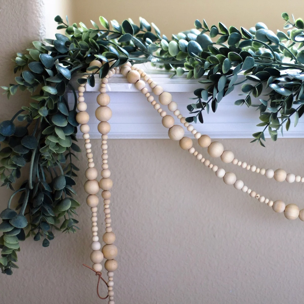 Wooden Beads on mantel