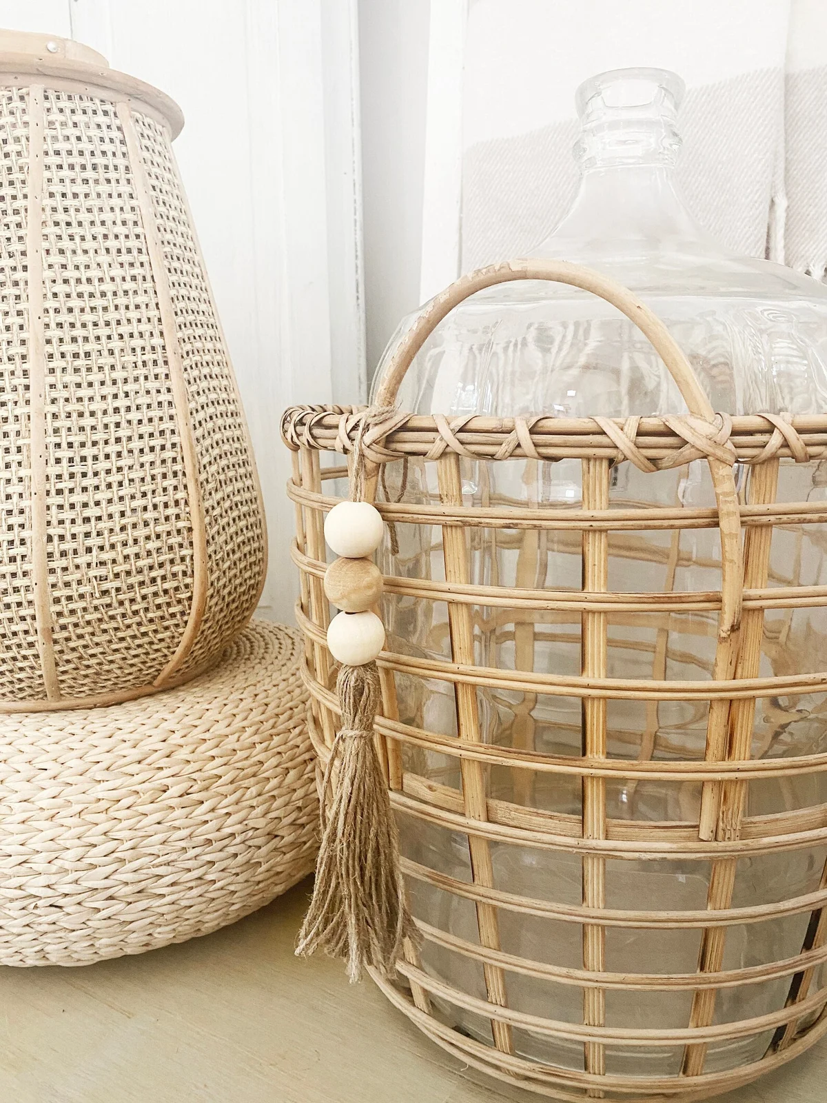Wooden Bead Garland with basket