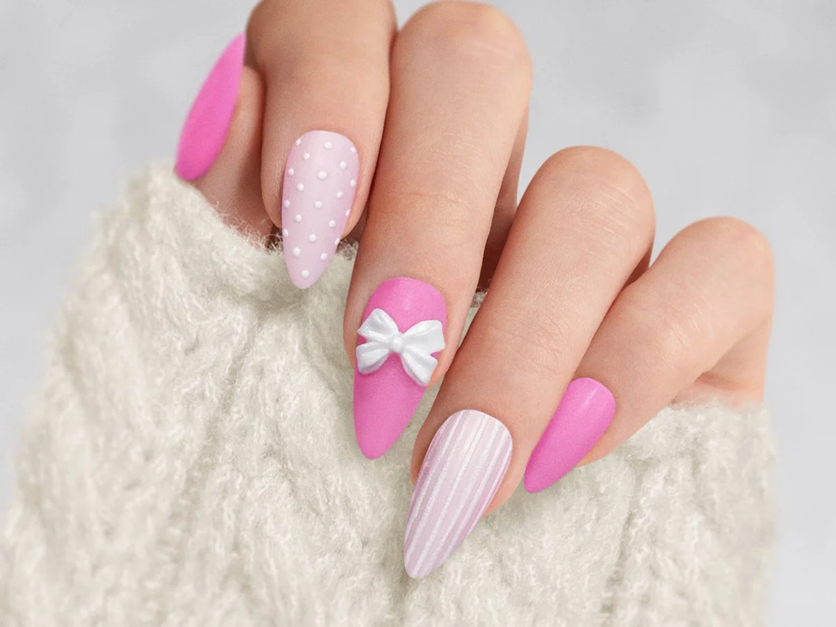 Pink nail manicure
