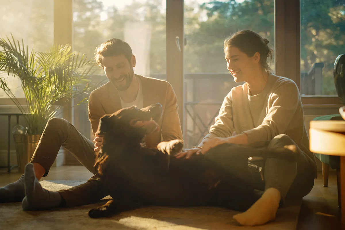 Couple with dog