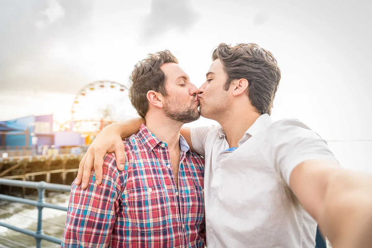 Gay couple at carnival