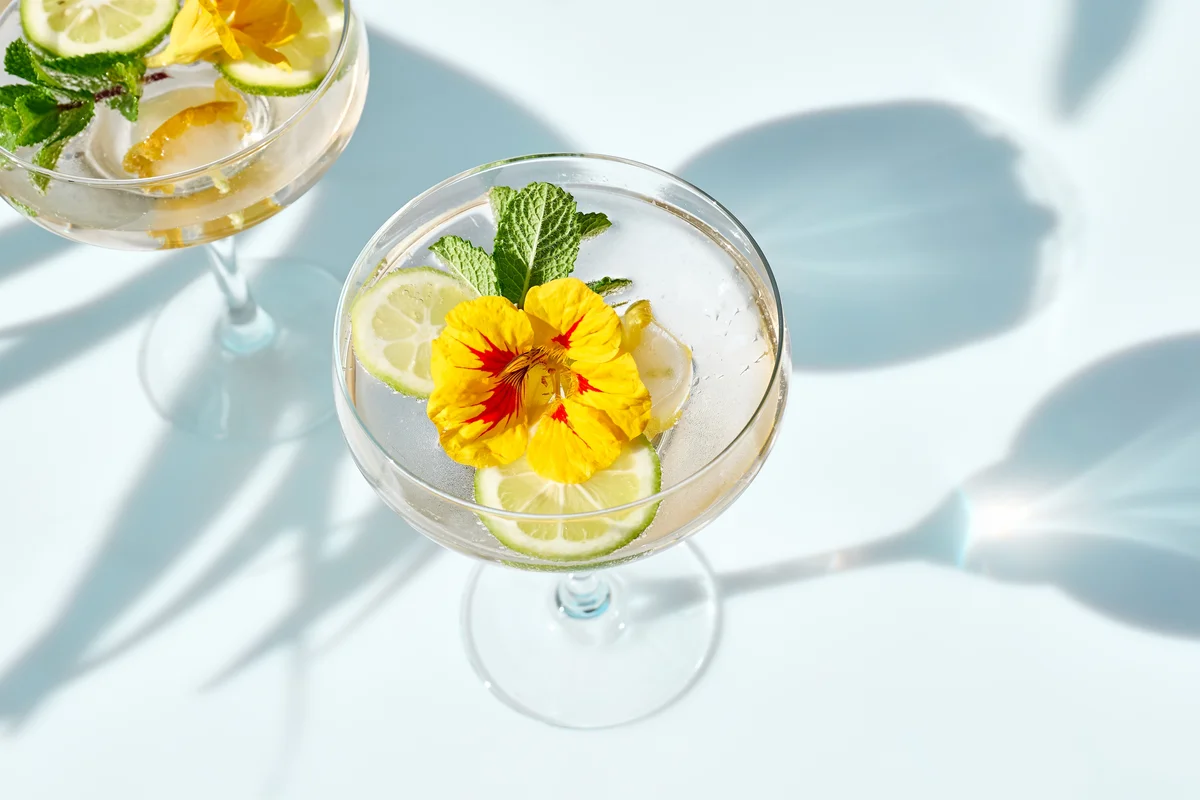 Cocktail with flowers