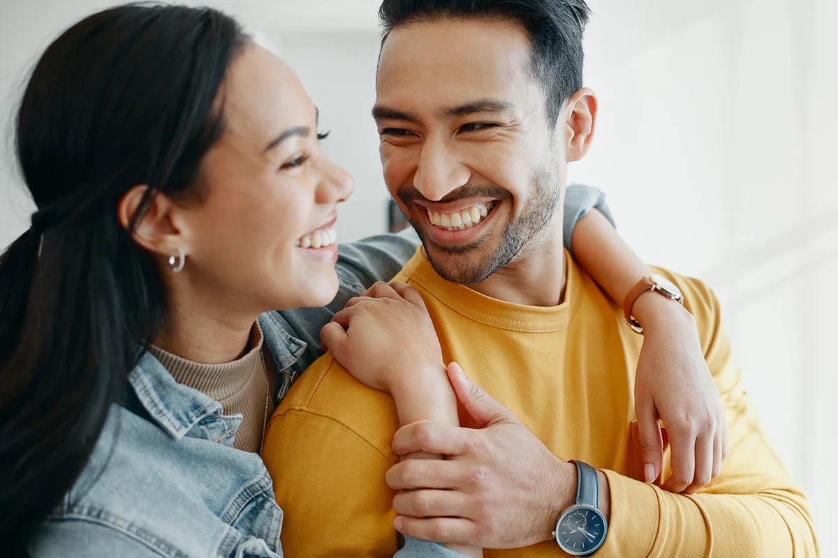 Affectionate couple at home