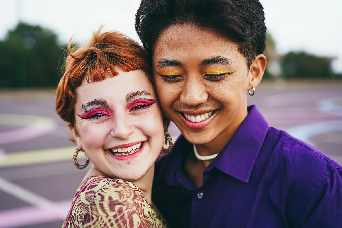 Young diverse friends having fun outdoor