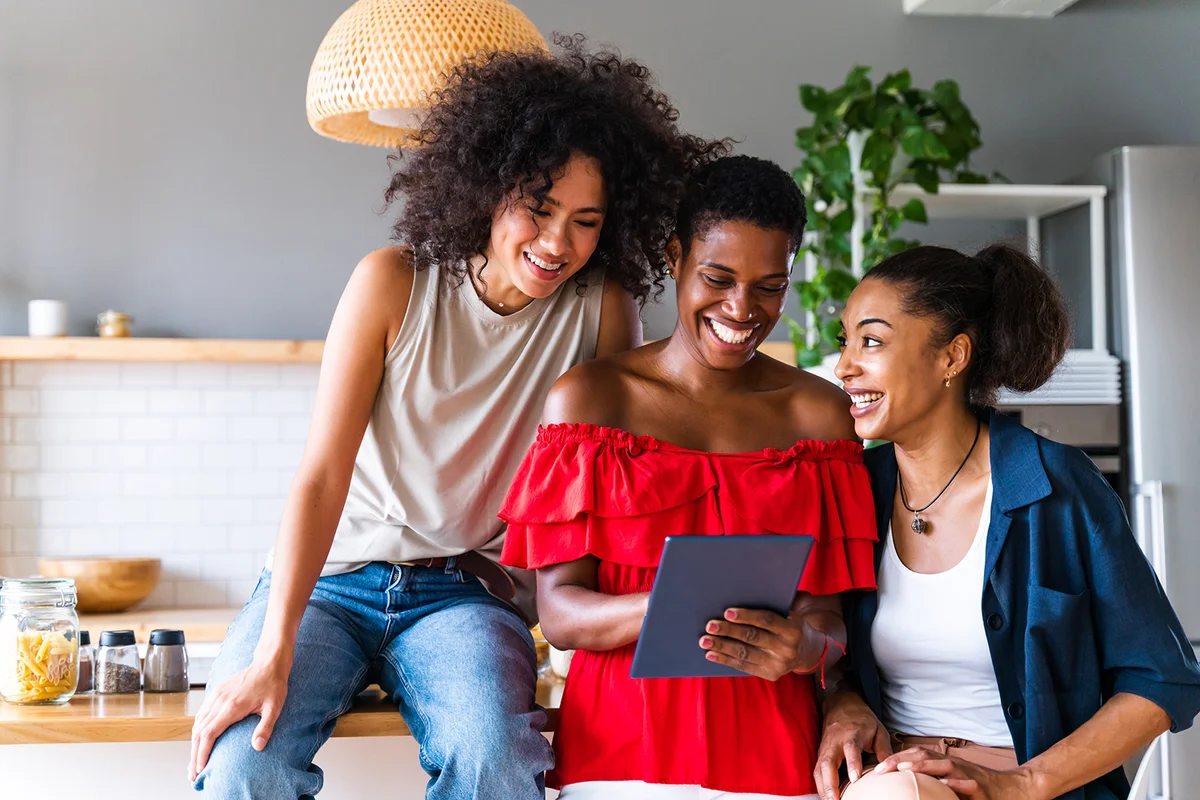 women meeting indoors and having fun