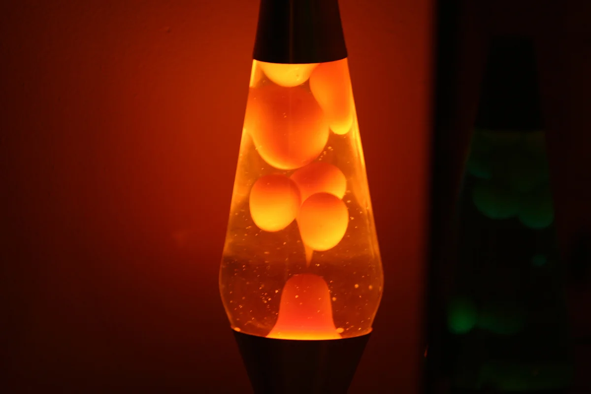 orange lava lamp at night